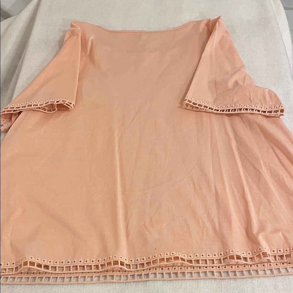 J. Crew Peach Embroidered Cutwork Tunic - Picture 7 of 13